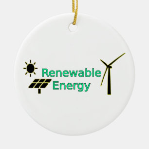 Logo für Solarpaneele für erneuerbare Energien Win Keramik Ornament