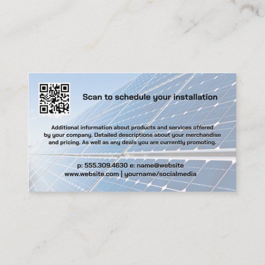 Logo für Solarzellen | Techniker | Energie Visitenkarte (Rückseite)