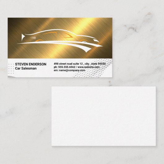 Logo für Sportwagen | Gold Metallic Visitenkarte (Vorne/Hinten)
