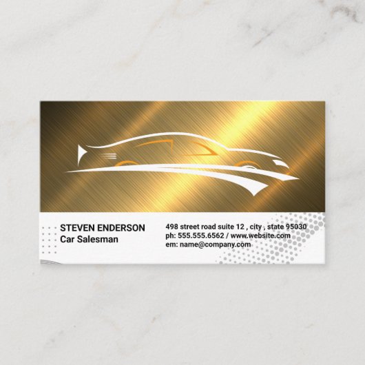 Logo für Sportwagen | Gold Metallic Visitenkarte (Vorderseite)