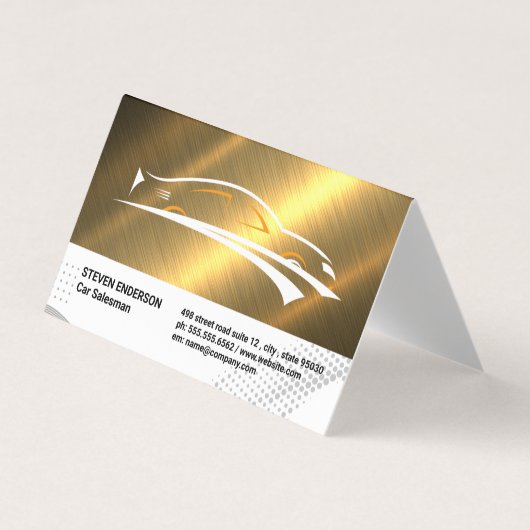 Logo für Sportwagen | Gold Metallic Visitenkarten (Vorderseite)