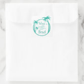 Logo für Strandschwimmbäder | Aqua Quadratischer Aufkleber (Tasche)