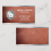 Logo für Strom und Zuhause | Metallleder Visitenkarte (Vorne/Hinten)