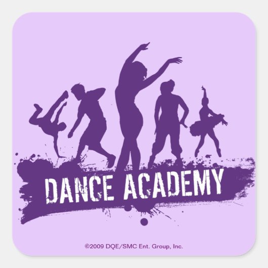 Logo für Tance Acadmey Dancer Silhouetten Quadratischer Aufkleber (Vorderseite)