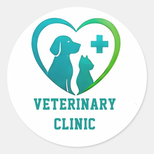 🐾 Logo für Tierklinik 💚 Runder Aufkleber (Vorderseite)