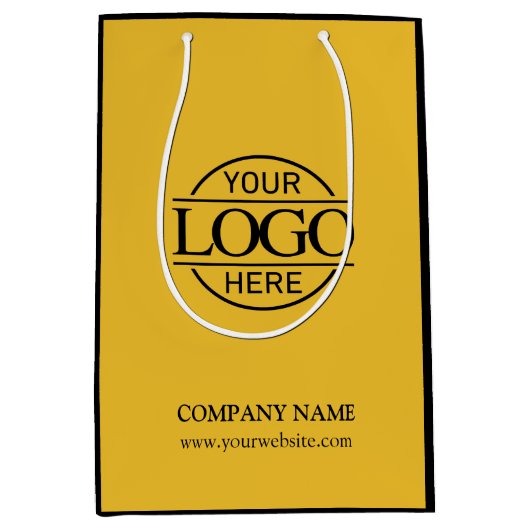 Logo für Unternehmen in Gelb und Schwarz Mittlere Geschenktüte (Vorderseite)