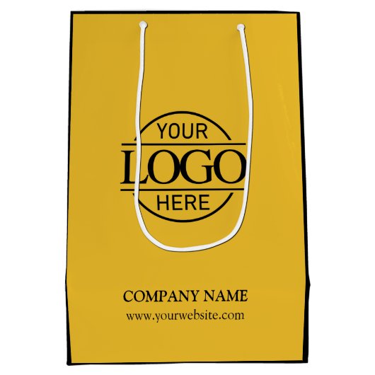 Logo für Unternehmen in Gelb und Schwarz Mittlere Geschenktüte (Rückseite)