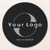 Logo für Unternehmen mit schwarzem und weißem Text Runder Pappuntersetzer (Vorderseite)