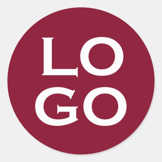 Logo für Unternehmen oder Unternehmen auf Burgund Runder Aufkleber (Vorderseite)