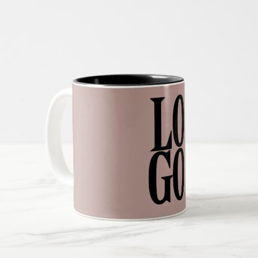 Logo für Unternehmen oder Unternehmen auf Dusty Pi Zweifarbige Tasse (Vorderseite Links)