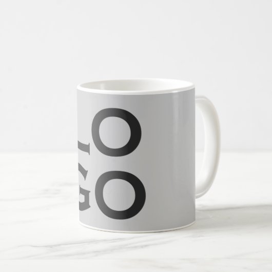 Logo für Unternehmen oder Unternehmen auf Grau Kaffeetasse (VorderseiteRechts)