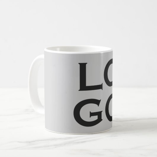 Logo für Unternehmen oder Unternehmen auf Grau Kaffeetasse (Vorderseite Links)