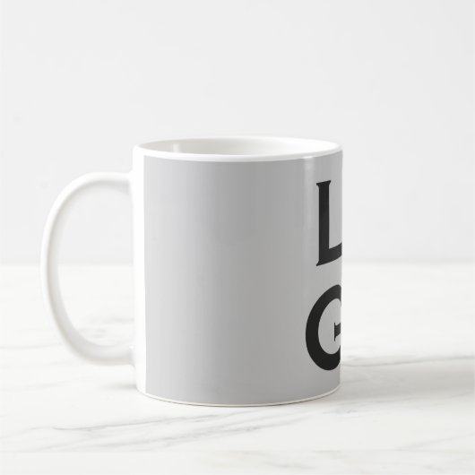 Logo für Unternehmen oder Unternehmen auf Grau Kaffeetasse (Links)