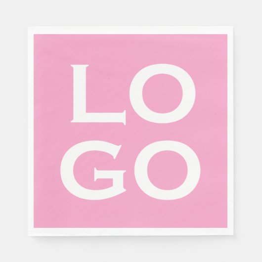Logo für Unternehmen oder Unternehmen in rosa Serviette (Vorderseite)