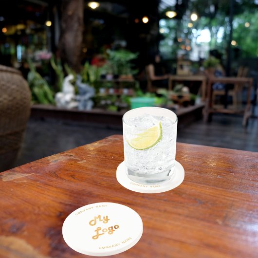 Logo für Unternehmen Slogan Gold Getränkeuntersetzer