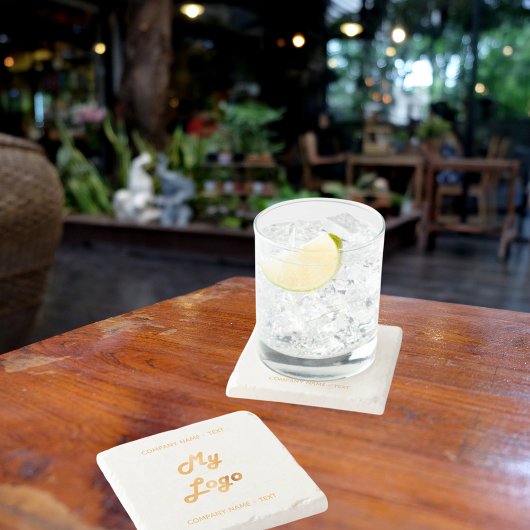 Logo für Unternehmen Slogan Gold Steinuntersetzer