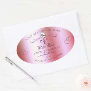 Logo für Verzierte Produktmarken in Rosa und Grün Ovaler Aufkleber