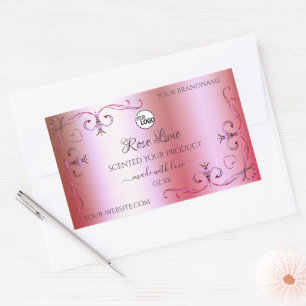 Logo für Verzierte Produktmarken in Rosa und Grün Rechteckiger Aufkleber
