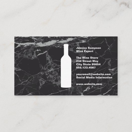 Logo für Weinflaschen Gold Schwarzer Marmor Visitenkarte (Rückseite)