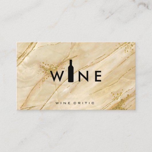 Logo für Weinflaschen Gold Schwarzer Marmor Visitenkarte (Vorderseite)