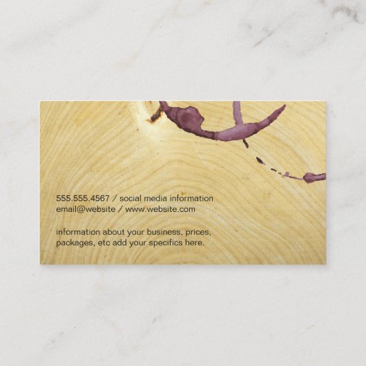 Logo für Weinglas | Stain | Holzkörner Visitenkarte (Rückseite)