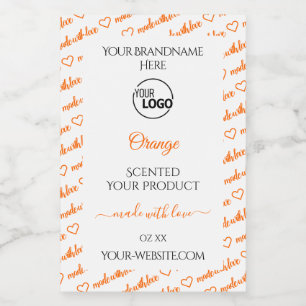 Logo für weiße und orange Word-Bekleidungsmarken Lebensmitteletikett