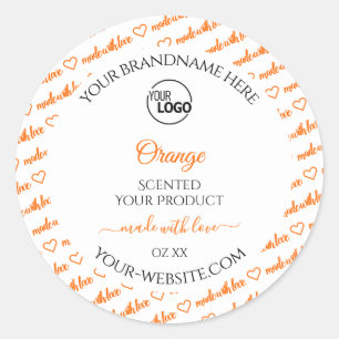 Logo für weiße und orange Word-Bekleidungsmarken Runder Aufkleber