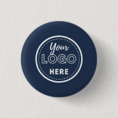 Logo für Werbeaktionen für Navy Blue Business Button (Vorderseite)