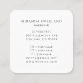 Logo "Gardenhand and Leaf" Quadratische Visitenkarte (Rückseite)