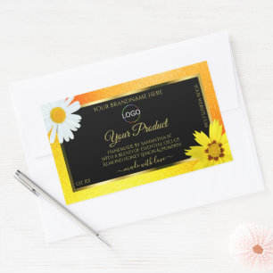 Logo "Gelbe Orange Glitzer Black Product Labels" Rechteckiger Aufkleber