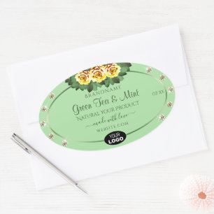 Logo "Gelbe Rosen-Juwelen" für die Beschriftung de Ovaler Aufkleber