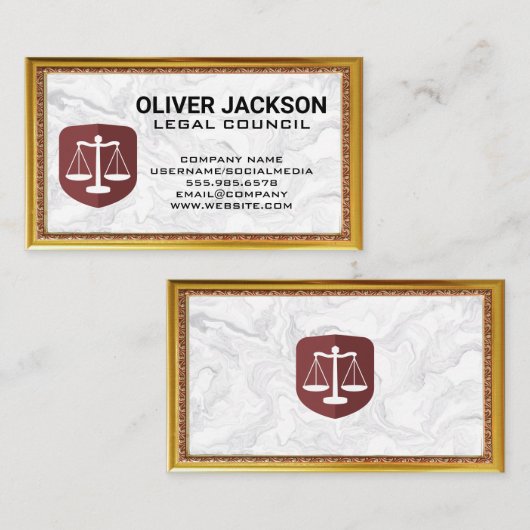 Logo "Gerechtigkeitsskala" | Marmorgoldfarbener an Visitenkarte (Vorne/Hinten)