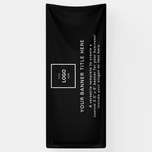 Logo-Geschäft | Black Simple Minimalistisch Modern Banner (Vertikal)