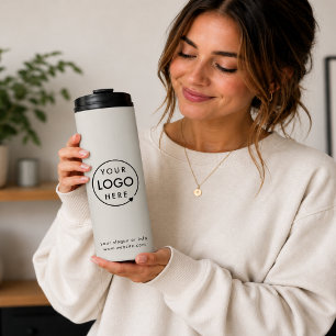 Logo-Geschäft Corporate Modern Minimal Gray Thermosbecher