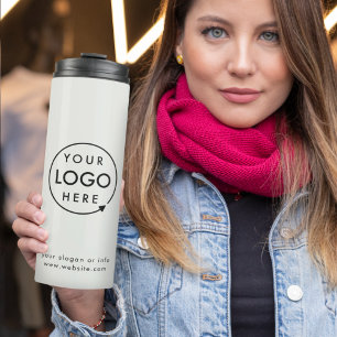 Logo-Geschäft Corporate Modern Minimal Gray Thermosbecher