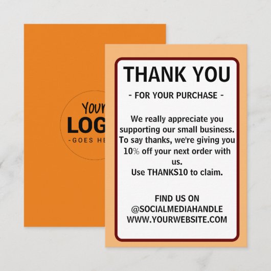 Logo-Geschäft Flat Dankeschön Karte (Vorne/Hinten)