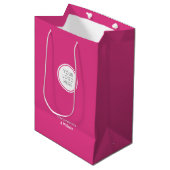 Logo-Geschäft Pink Corporate Information Mittlere Geschenktüte (Vorderseite Schrägansicht)