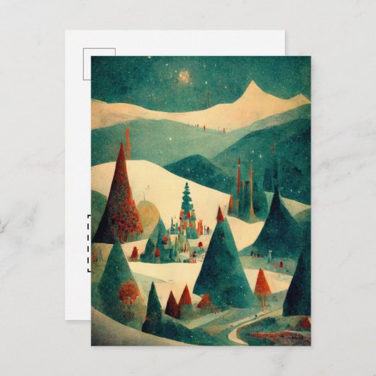 Logo-Geschäft Retro Weihnachtsstadium Postkarte (Vorne/Hinten)