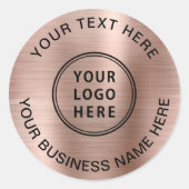 Logo Geschäft Rose Gold Runder Aufkleber (Vorderseite)