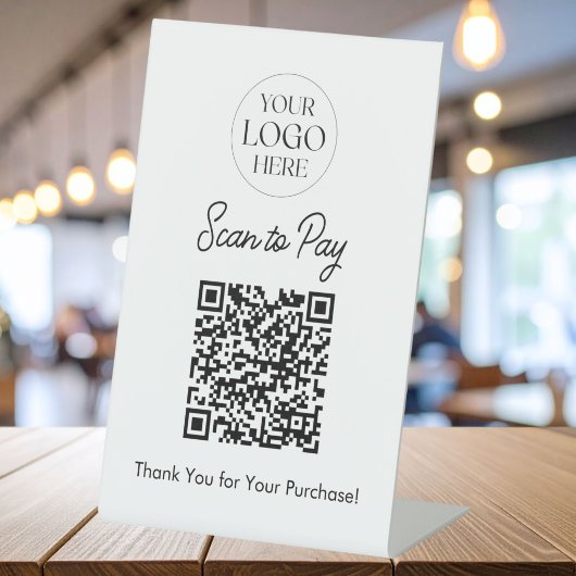 Logo Geschäft Scan To Pay QR-Code Tischschild Sockelschild