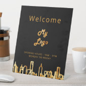 Logo-Geschäft schwarzen Gold Stadt Skyline-Empfang Sockelschild (In Situ)