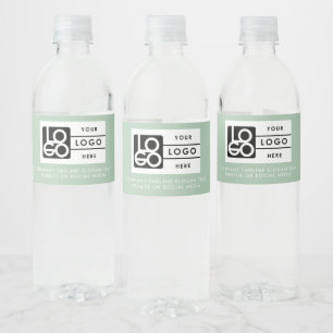 Logo Geschäft Unternehmens Minimalistisch Grün Wasserflaschenetikett
