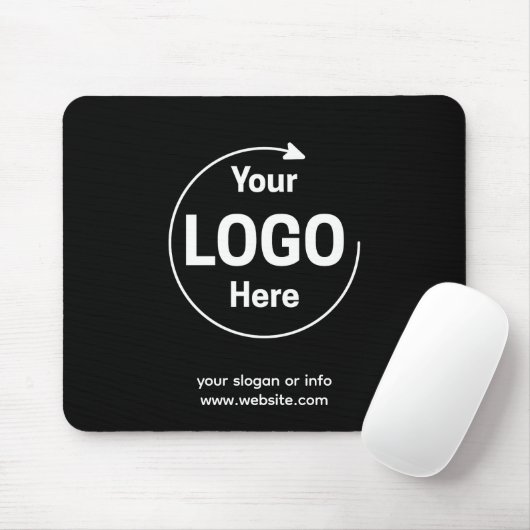 Logo | Geschäft Unternehmensmarke Schwarz Mousepad (Mit Mouse)