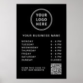 Logo Geschäftsstunden QR-Code Schwarz Poster (Vorne)