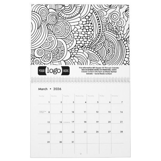 Logo-Geschenk - Abstrakte Muster-Farbgebung Kalender (Mär 2026)