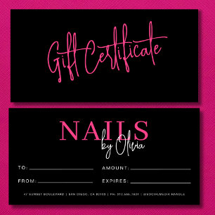 Logo-Geschenkgutscheine für den schwarzen Nagelstu