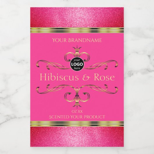 Logo "Girl Pink Gold Product Label Glitzer Borders Lebensmitteletikett (Einzelnes Label)