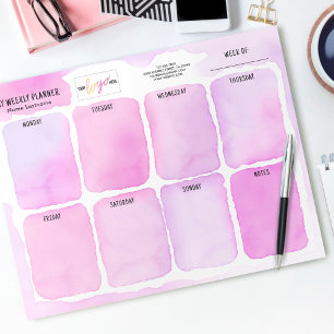 Logo Girly Pink Lila Watercolor Wochenplaner Notizblock