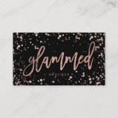Logo glammed Skript-Rosengoldconfetti-Spritzer Visitenkarte (Vorderseite)