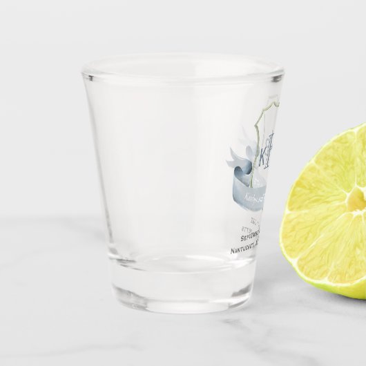Logo-Glass für das Hochzeitsmonogramm-Wappen Schnapsglas (Links)